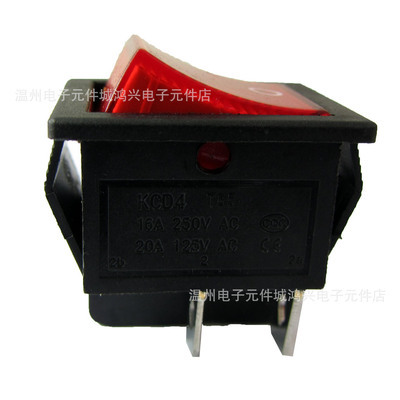 【帶燈 生產(chǎn)廠家 船型開關(guān)KCD4 電源開關(guān)/ 翹板 阻燃4腳 二檔】價格,廠家,圖片,電工開關(guān),溫州電子元件城鴻興電子元件店-